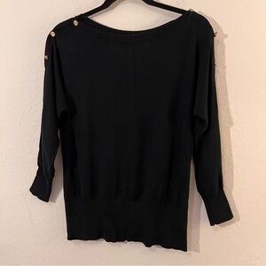 Gap Black Long Sleeve Sweater Extra Small Button Shoulder Detail 100% Cotton